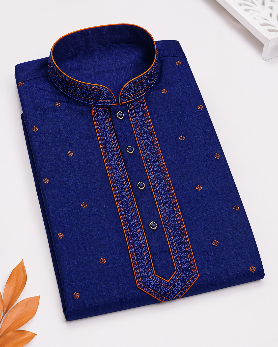 Cream folded panjabi