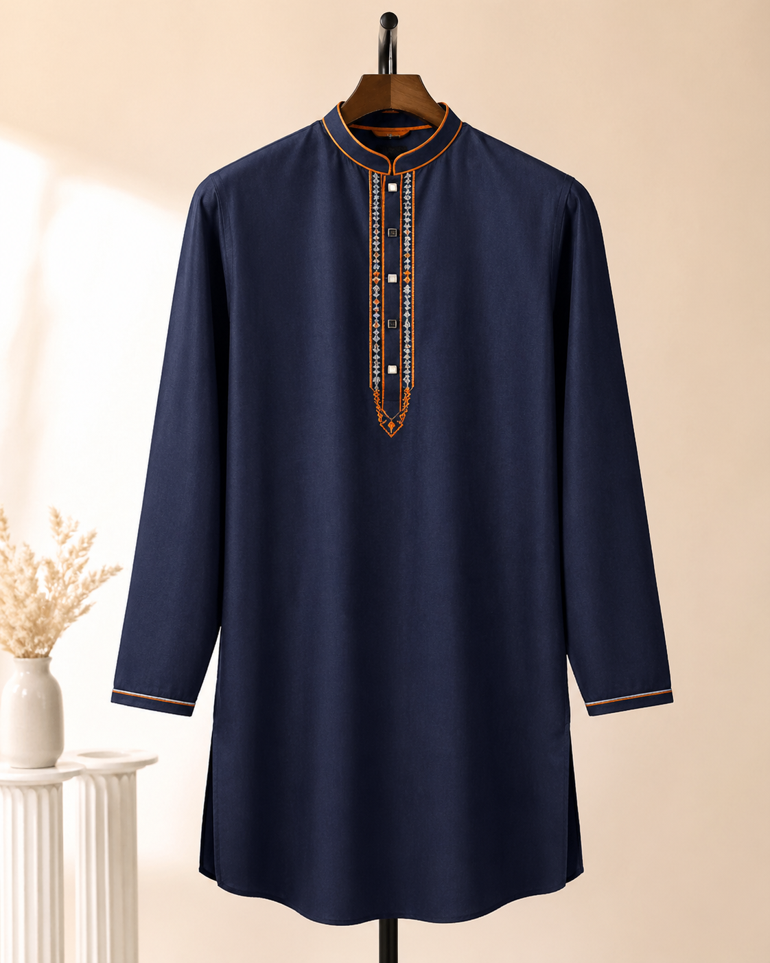 Royal blue embroidered panjabi